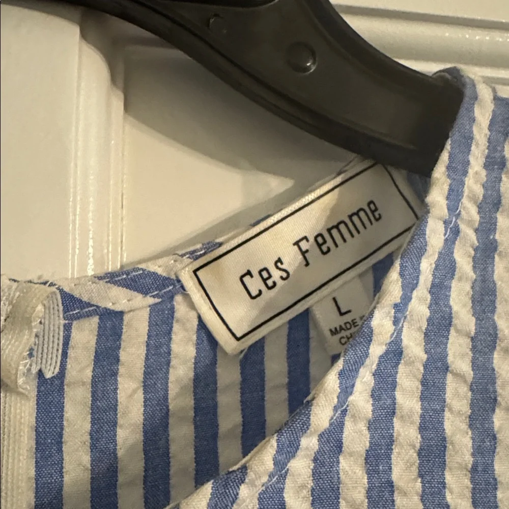 Ces Femme Blue and White Striped Long Sleeve Dress - Picture 2 of 3